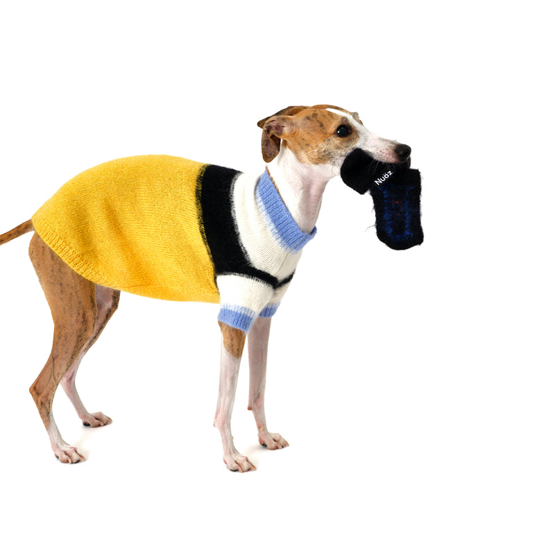N series - Mohair yellow sleeved knitted jumper